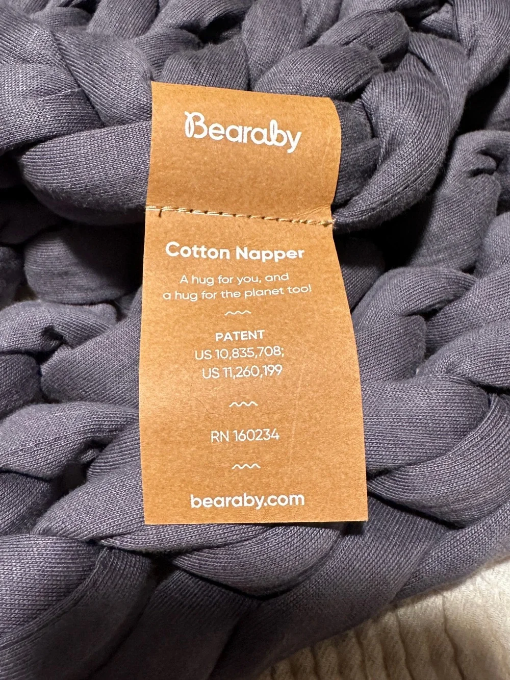 NWT Bearaby Cotton Weighted Blanket in Asteroid Grey 25lb